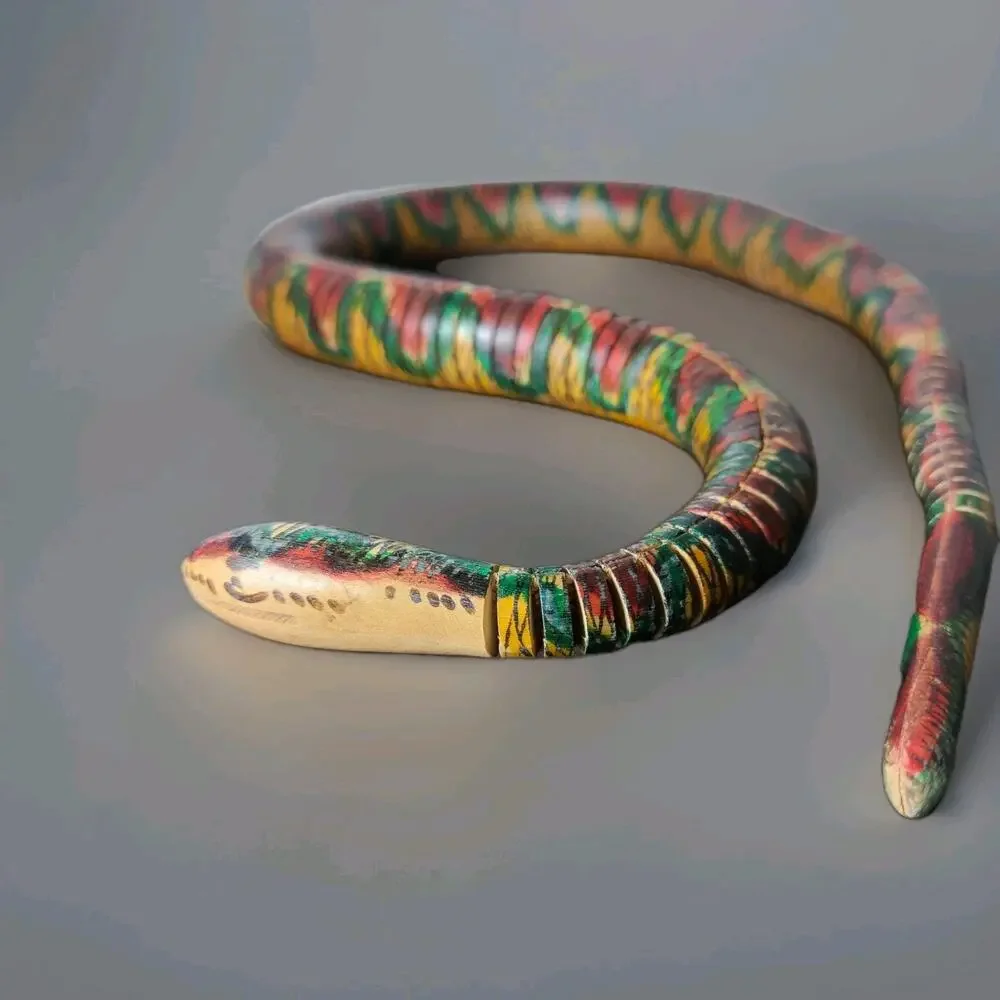 Vintage Articulated Wooden Snake Toy/Decor Reptiles 31